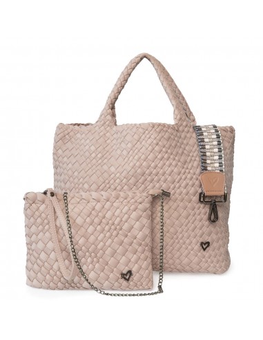 London Large Woven Tote - Dusty Pink brillant des détails fins