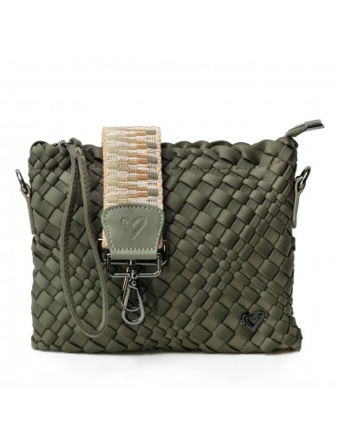 Charlotte Woven Crossbody - Olive pas chere