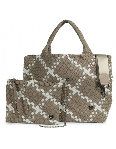 London Large Woven Tote - Buff & Ice Grey Comparez plus de prix