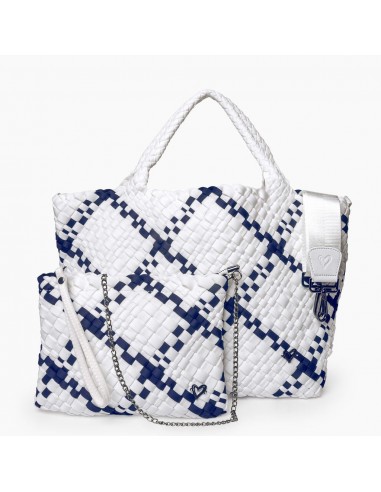 London Large Woven Tote - White & Navy prix pour 