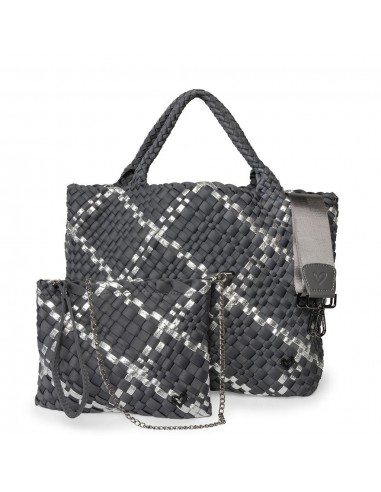 London Large Woven Tote - Charcoal & Silver Découvrez la collection