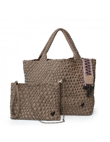 London Large Woven Tote - Buff pas cher 