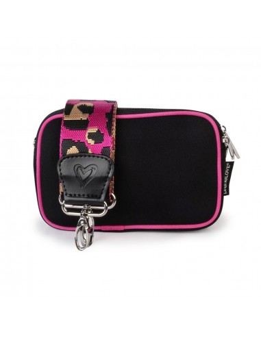 Black with Pink Trim Dual Zipper Belt/Crossbody Bag livraison gratuite