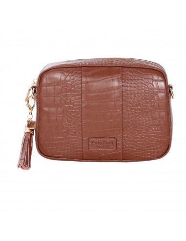 Pom Pom London City Croc Bag Chestnut brillant des détails fins