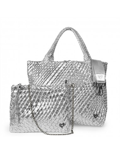 London Large Woven Tote - Silver en linge