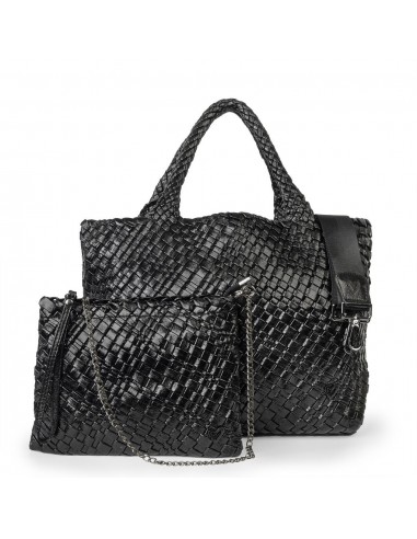 London Large Woven Tote - Metallic Black Comparez plus de prix