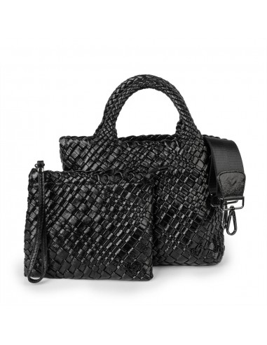 Brandon Small Woven Tote - Metallic Black le des métaux précieux